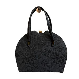 Black Floral Jacquard Dome Handbag